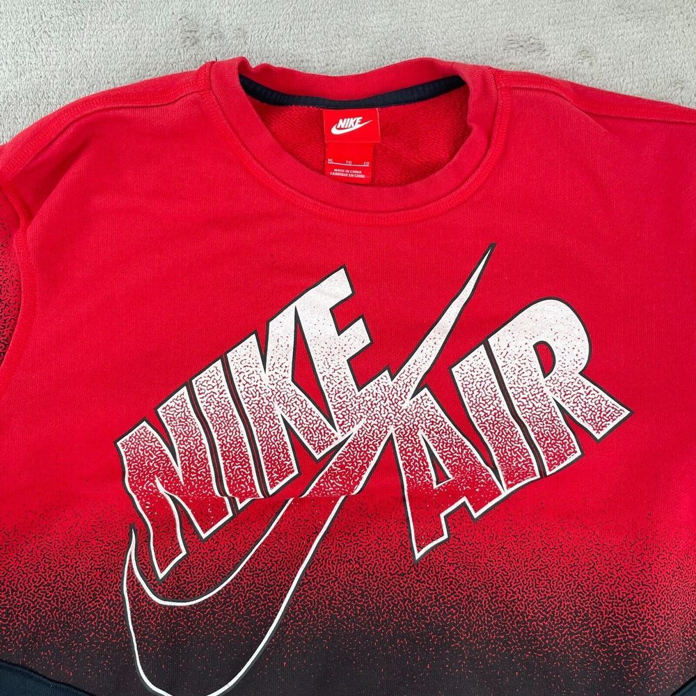 Nike‎ Air Pivot Sweatshirt Men XL Red Black SpellOut Logo Crew Neck Long Sleeve